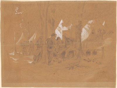 Camp Ellsworth, Near Alexandria—Five Zouaves by Emanuel Gottlieb Leutze