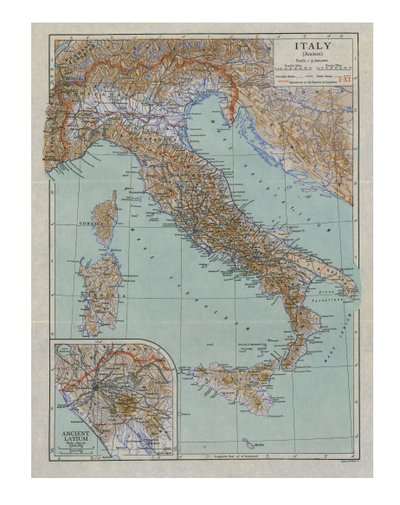 Map of Ancient Italy, c. 1910s by Emery Walker