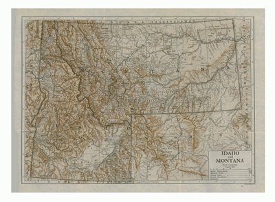 Map of Idaho and Montana, USA by Emery Walker
