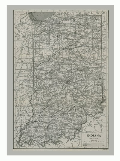 Map of Indiana, USA, c1900s by Emery Walker