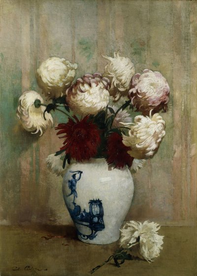 Mums in an Oriental Vase by Emil Carlsen