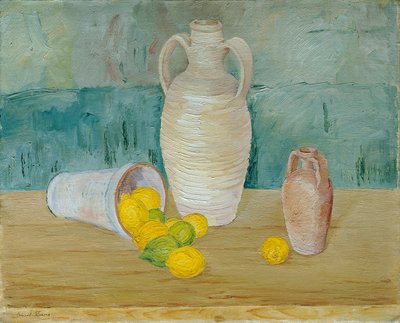 Still Life with Stone Jugs and Lemons by Emil Kraus