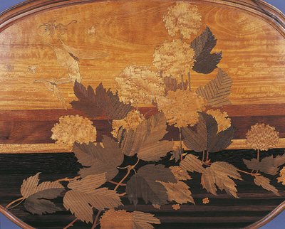 Close-up of an oval tea table, France by Emile Galle