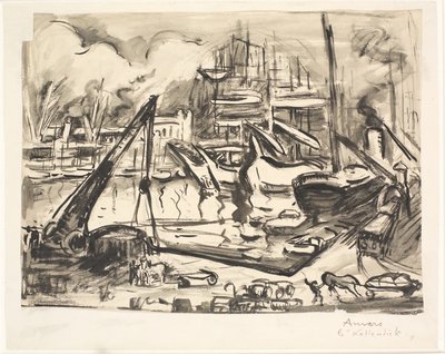 The Harbor Basin Kattendijk in Antwerp by Emile Othon Friesz