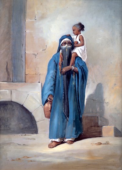 Veiled Egyptian Woman, mid 19th century by Emile Prisse d