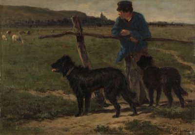 Farmer with Dogs by Emile van Marcke de Lummen