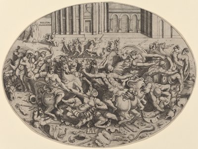 The Battle of the Amazons (recto) by Enea Vico