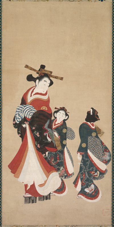 Courtesan and Attendants by Engetsudo