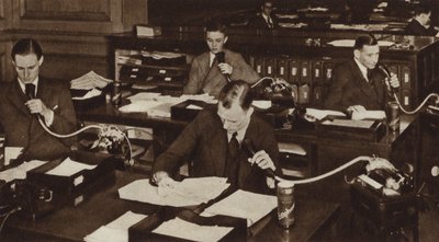 Businessmen Dictating Letters Using Ediphones by English Photographer