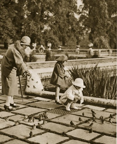 Feeding Sparrows in Hyde Park by English Photographer