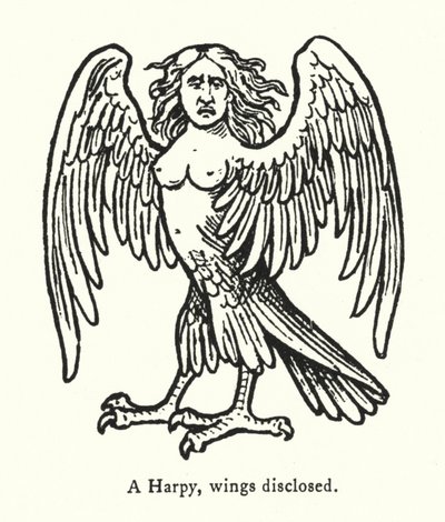 A Harpy, wings disclosed by English School