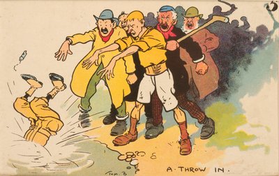 A Throw In, mounted postcard by English School