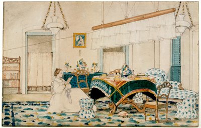 A Woman Reading under a Punkah by English School