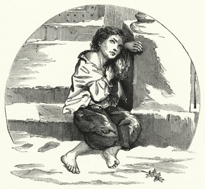 A boy begging in the snow by English School