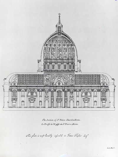 A cross-section of St. Peters, Rome by English School
