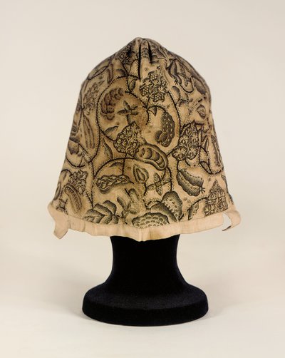 A fine blackwork coif by English School