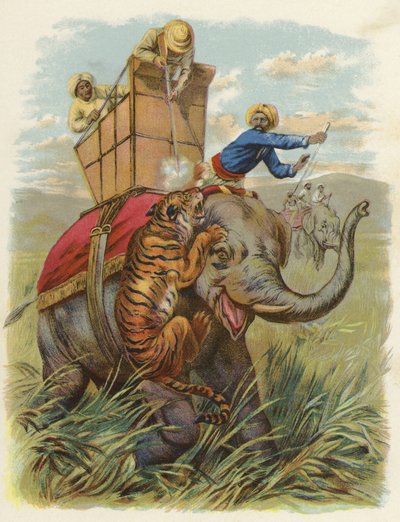 A tiger hunt in India by English School