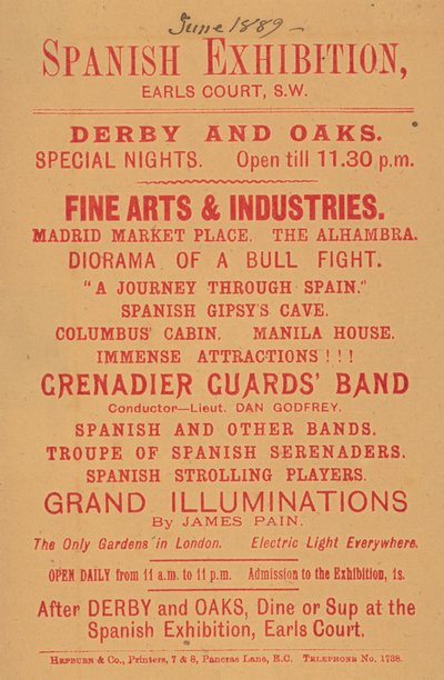 Advert for Spanish Exhibition, Earls Court by English School