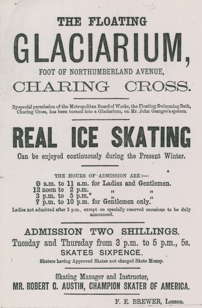 Advertisement for the Floating Glaciarium by English School