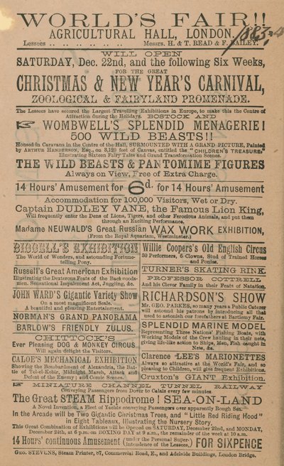 Advertisement for the Worlds Fair by English School