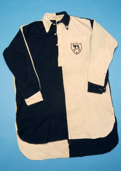 Black and white football shirt, 1930s by English School