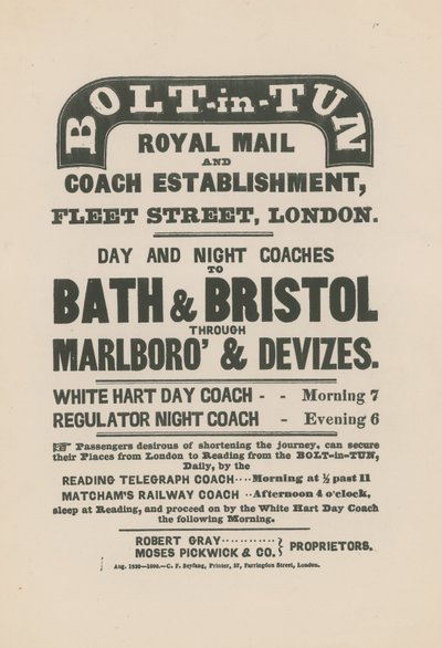 Bolt-in-Tun Royal Mail and Coach Establishment by English School