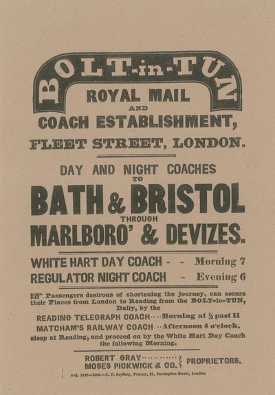 Bolt-in-Tun Royal Mail and Coach Establishment by English School