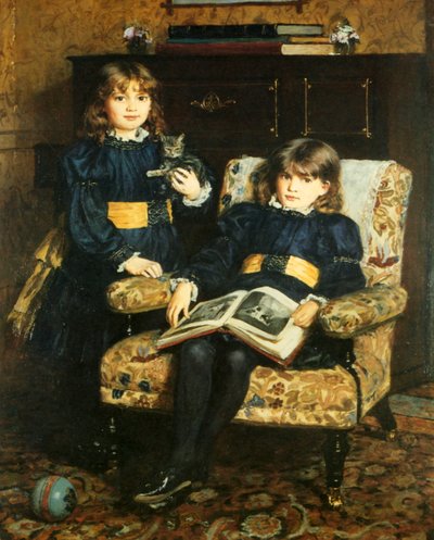 Book Plate Depicting Children Reading by English School