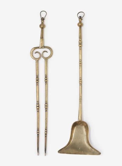 Brass tongs and shovel, c.1650-99 by English School