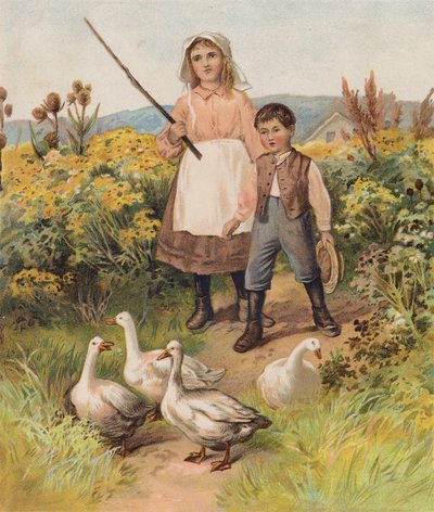 Children with Geese by English School