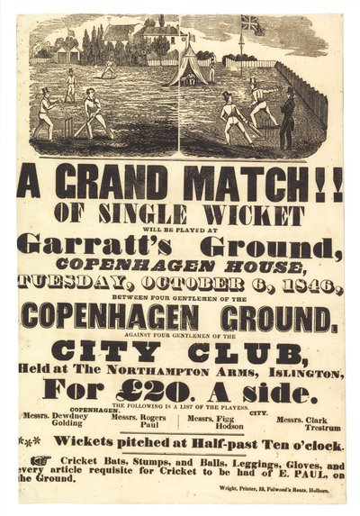 Cricket Match, 6 October 1846 by English School