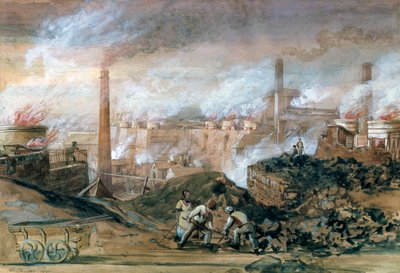 Dowlais Ironworks by English School