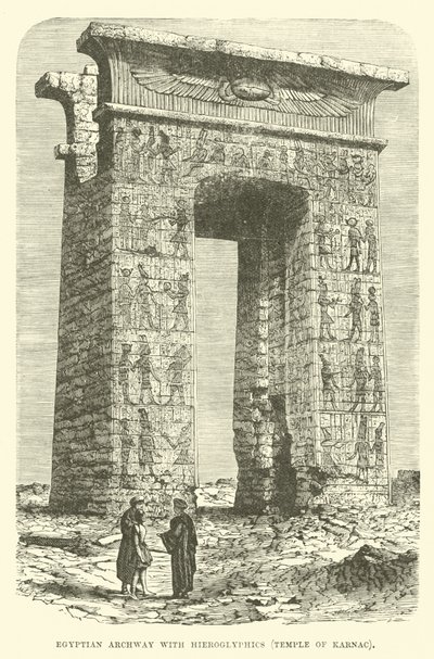 Egyptian Archway with Hieroglyphics, Temple of Karnac by English School