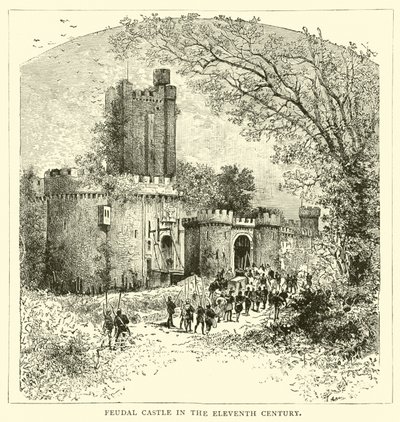 Feudal Castle in the eleventh century by English School