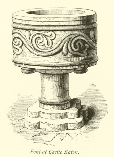 Font at Castle Eaton by English School