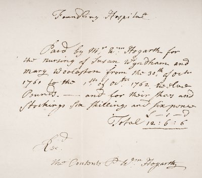 Foundling Hospital Receipt, Signed by William Hogarth by English School