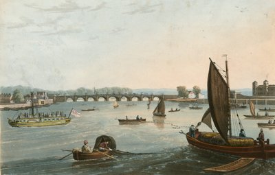 General View of the Old Vauxhall Bridge by English School