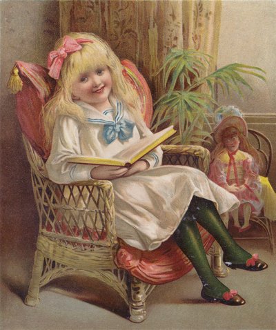 Girl Reading in a Chair by English School