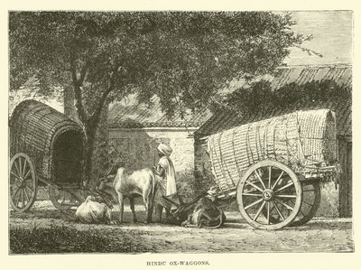 Hindu Ox-waggons by English School