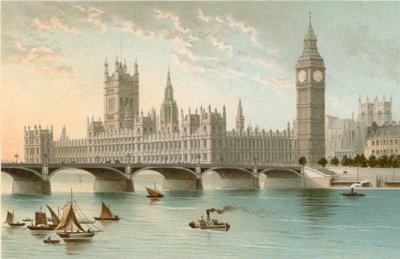 Houses of Parliament and Westminster Bridge by English School