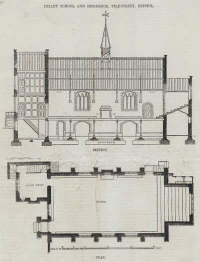 Infant School and Residence, Pile-Street, Bristol by English School