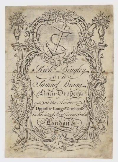 Linen Draper, Bingley & Bragg, Trade Card by English School