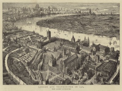 London and Westminster in 1584 by English School