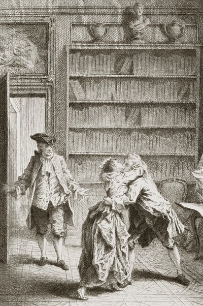 Lovers Caught Kissing by the Woman