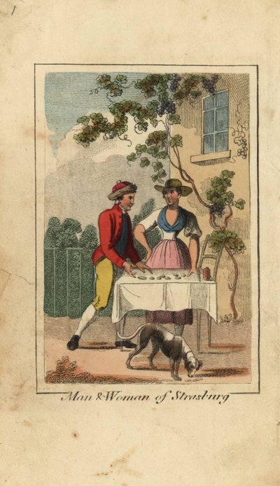 Man and woman of Strasbourg, Alsace, France by English School
