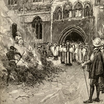 Martyrdom of John Hooper (c.1495-1555) at Gloucester by English School