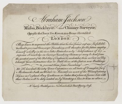 Mason, Abraham Jackson, Trade Card by English School