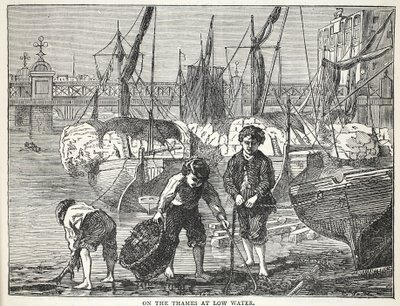 On the Thames at low water by English School