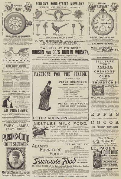 Page of Advertisements by English School