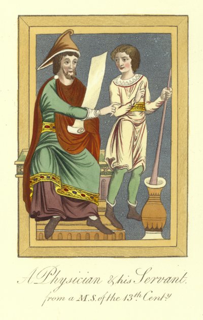 Physician and His Servant, 13th Century by English School